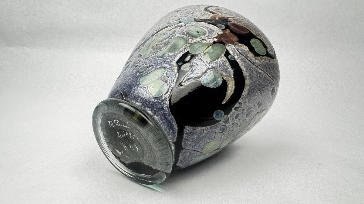 Art Glass Vase Signed René Pierini – French Studio Glass, 1985 2366.002-photo-6