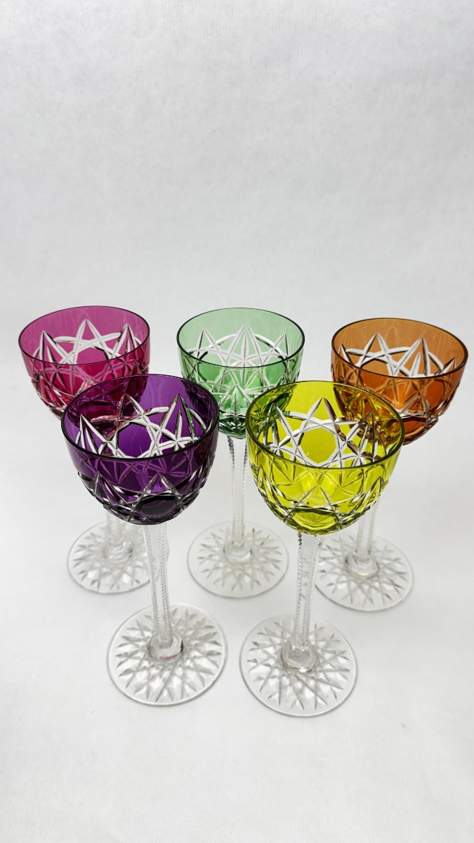 Set Of 5 Baccarat 19cm Double-layered Cut Crystal Glasses – Model S1136 2366.005