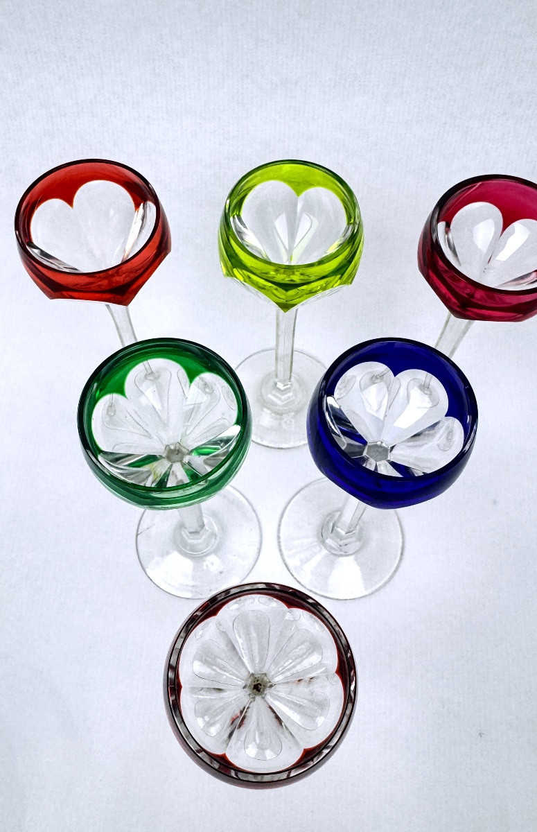 Suite de 6 verres à liqueur en cristal doublé – Saint-Louis – Modèle Bristol           2366,004-photo-2