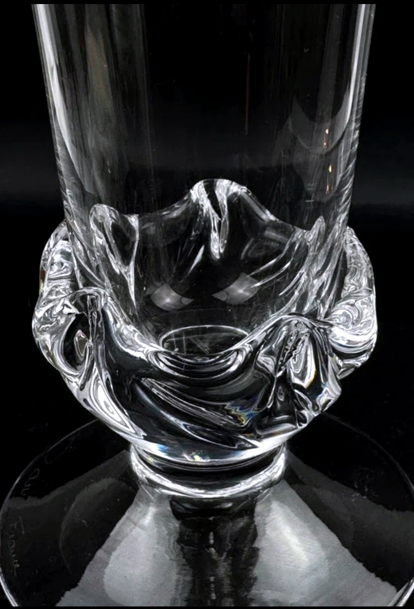 Daum France Sorcy Model Vase In Sculpted Clear Crystal-photo-3