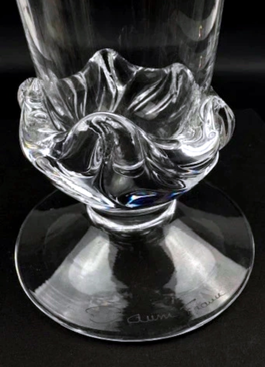 Daum France Sorcy Model Vase In Sculpted Clear Crystal-photo-2