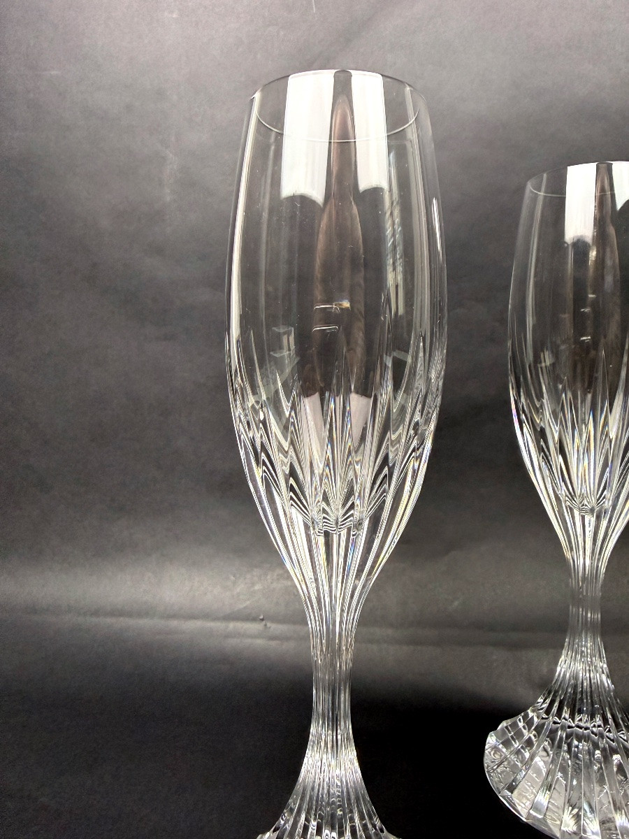 Set Of 2 Baccarat Massena Model Champagne Flutes-photo-3