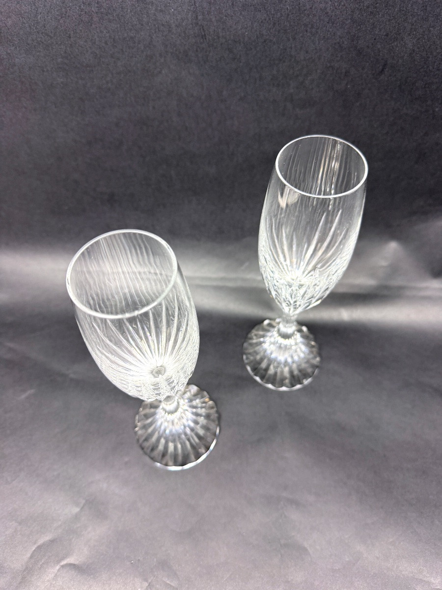 Set Of 2 Baccarat Massena Model Champagne Flutes-photo-4
