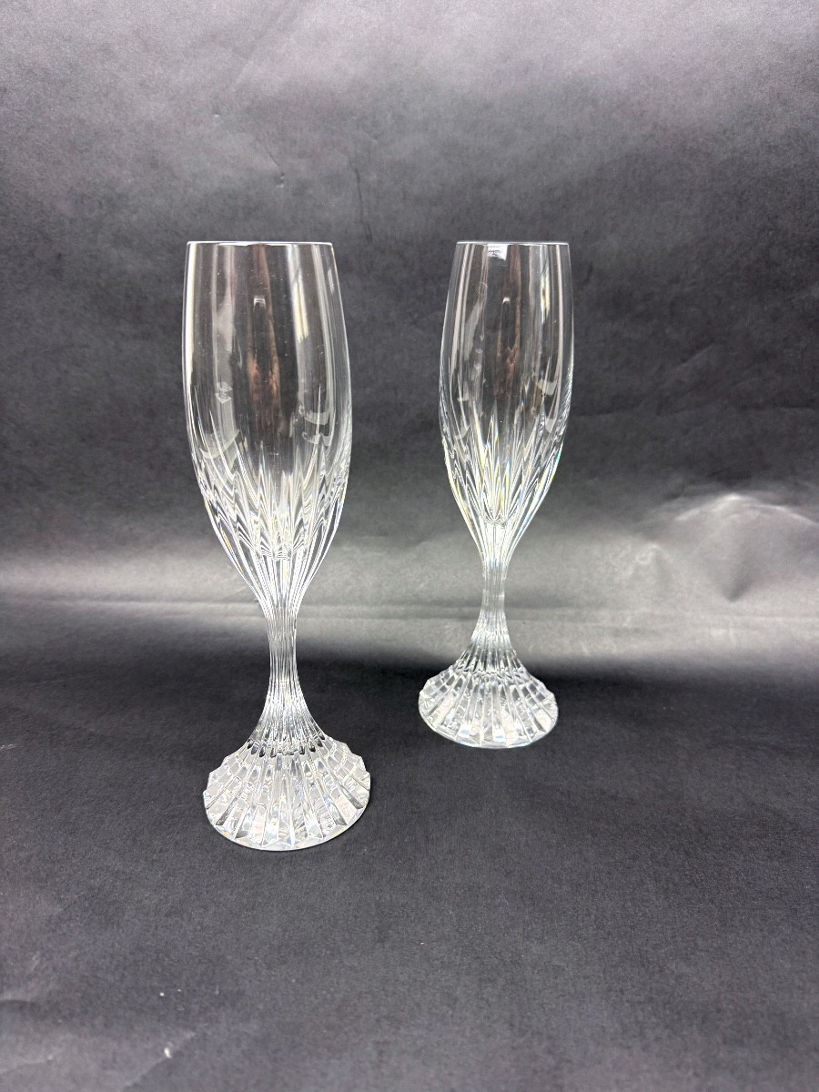 Set Of 2 Baccarat Massena Model Champagne Flutes