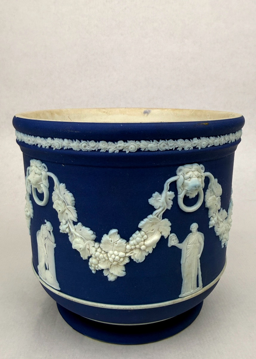 Jasper Cachepot, Wedgwood Cobalt Blue Porcelain Biscuit 2367.019-photo-3