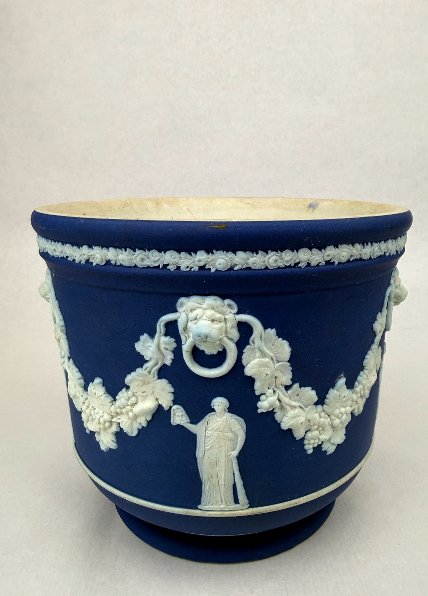 Jasper Cachepot, Wedgwood Cobalt Blue Porcelain Biscuit 2367.019-photo-4