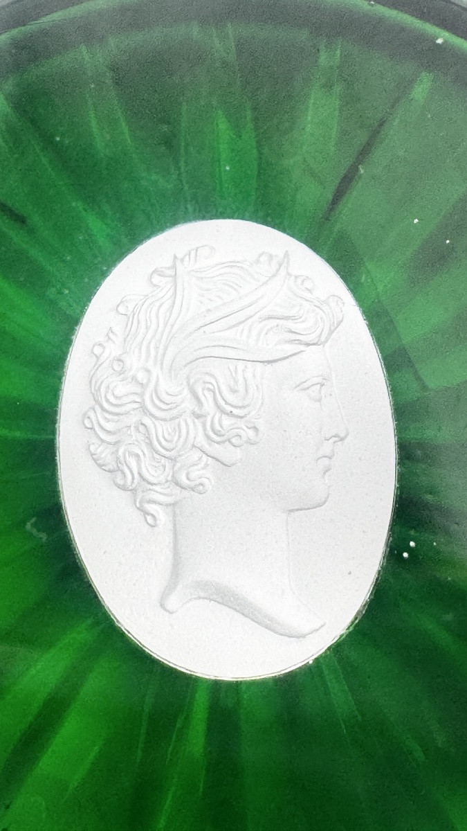 Presse-papier Cristallerie de Sèvres médaillon en cristallo-cérame-photo-2