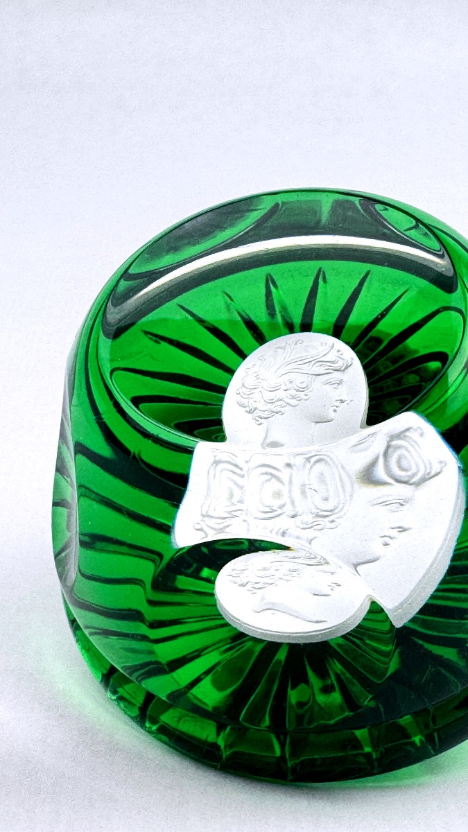 Presse-papier Cristallerie de Sèvres médaillon en cristallo-cérame-photo-3