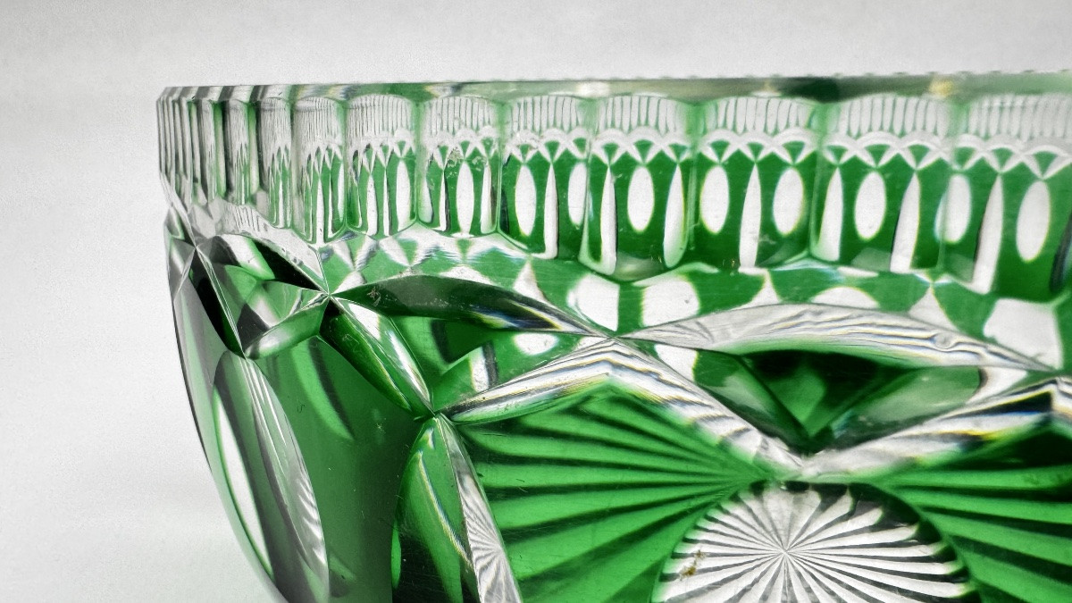 Jatte, saladier, coupe en cristal taillé doublé vert-photo-4