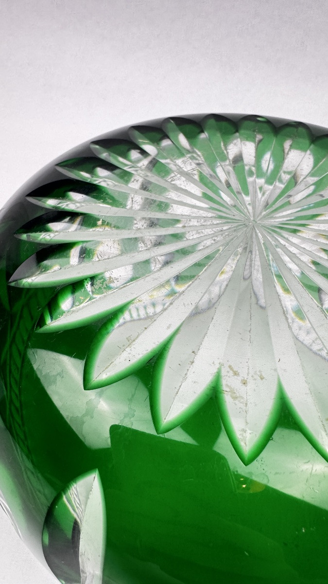 Jatte, saladier, coupe en cristal taillé doublé vert-photo-3