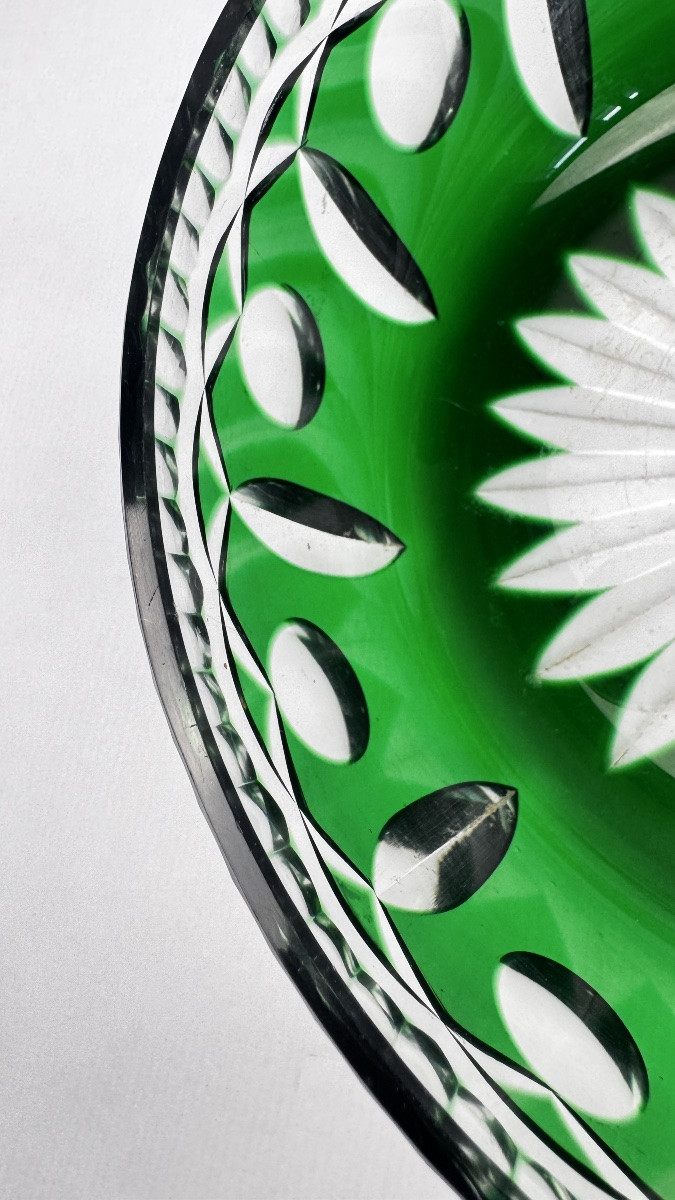 Jatte, saladier, coupe en cristal taillé doublé vert-photo-5