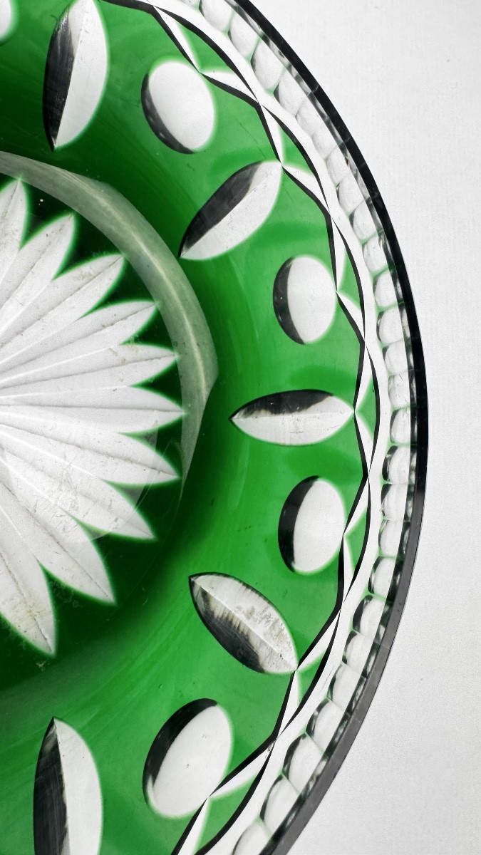 Jatte, saladier, coupe en cristal taillé doublé vert-photo-6