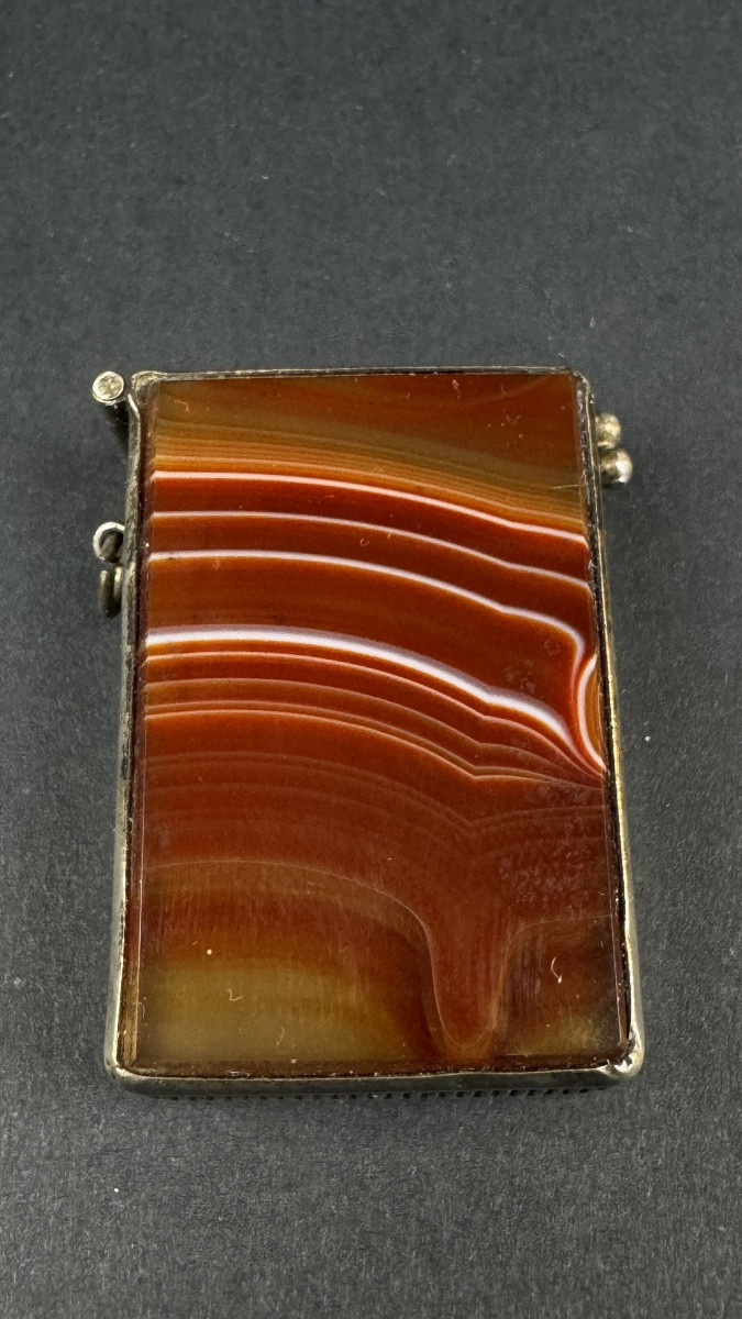 Pyrogène en agate et cuivre argenté