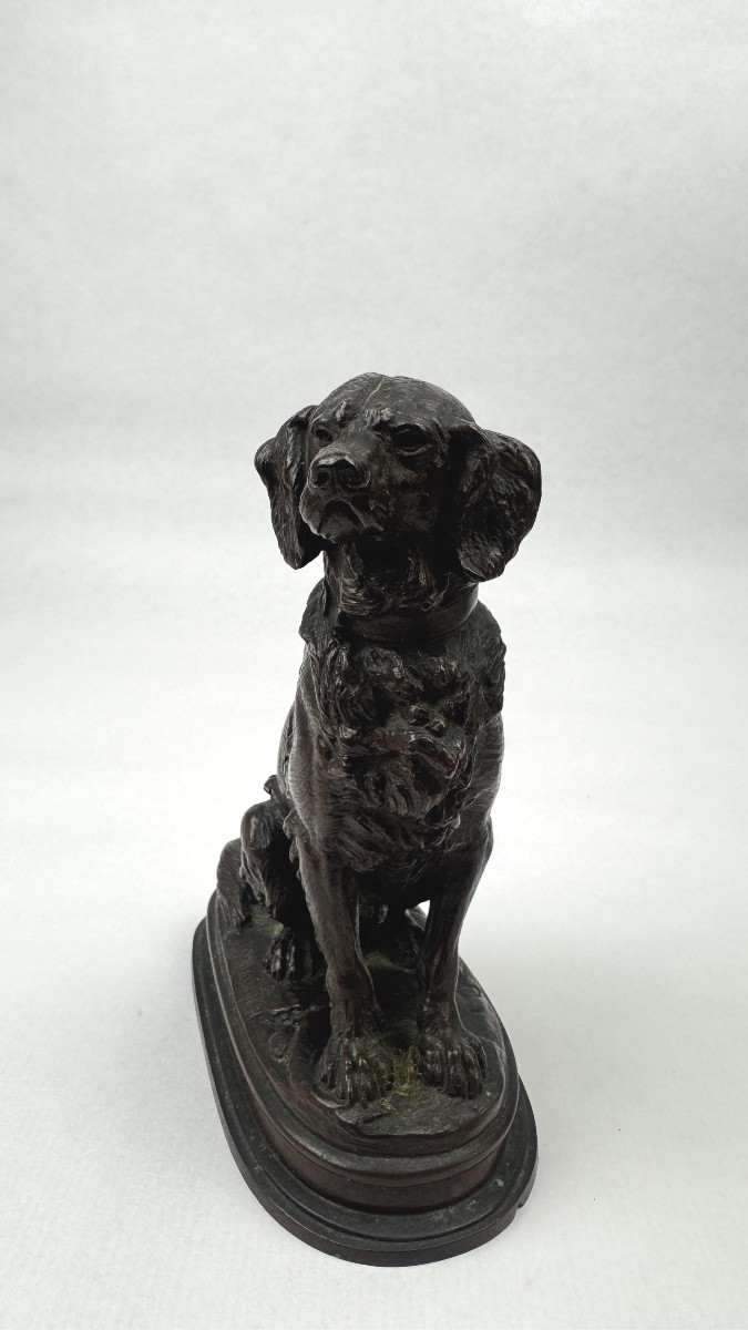 Bronze animalier signé Edouard Delabrière chien de chasse -photo-2