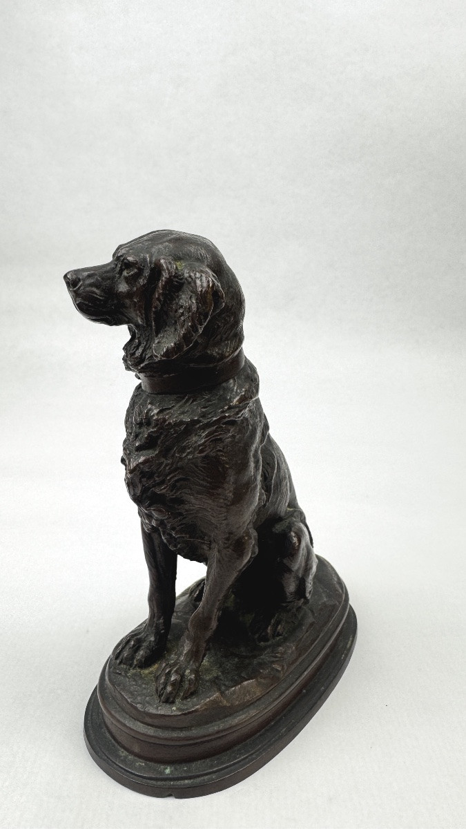 Bronze animalier signé Edouard Delabrière chien de chasse -photo-3