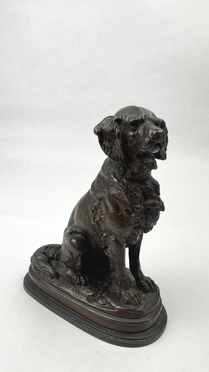 Bronze animalier signé Edouard Delabrière chien de chasse -photo-4