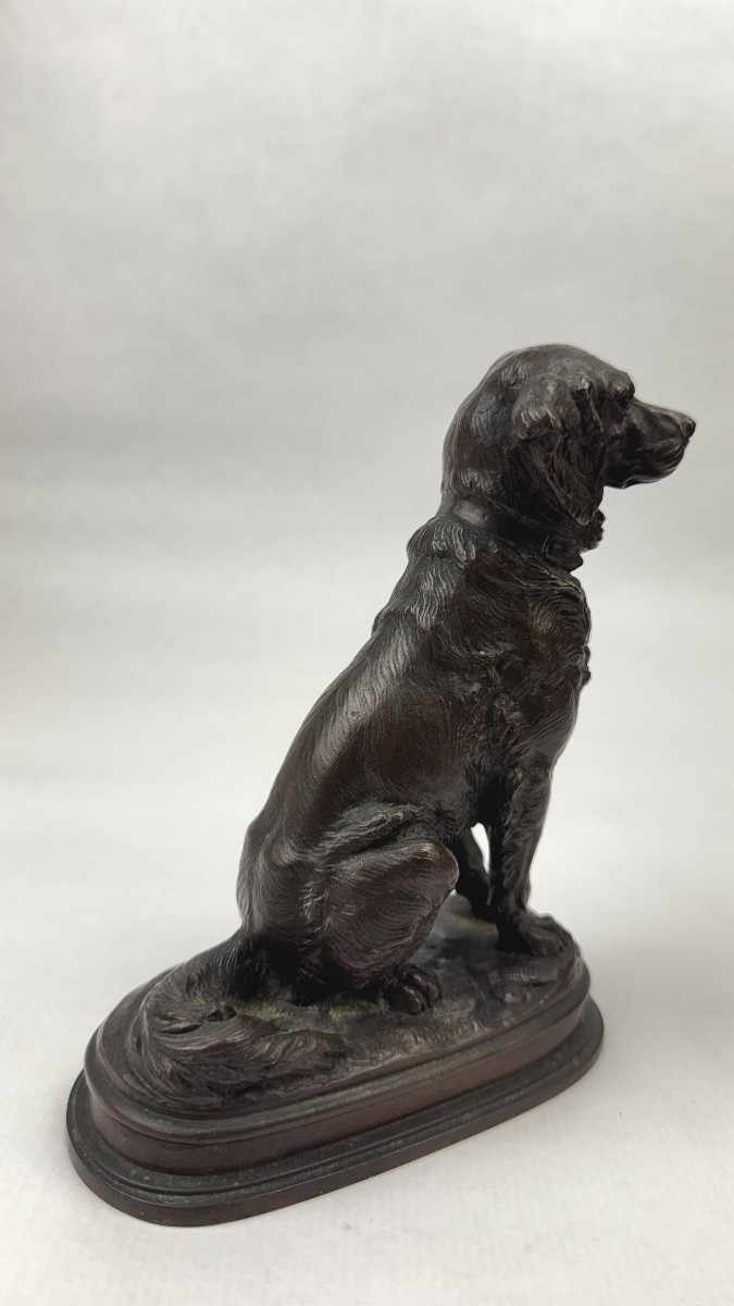Bronze animalier signé Edouard Delabrière chien de chasse -photo-3