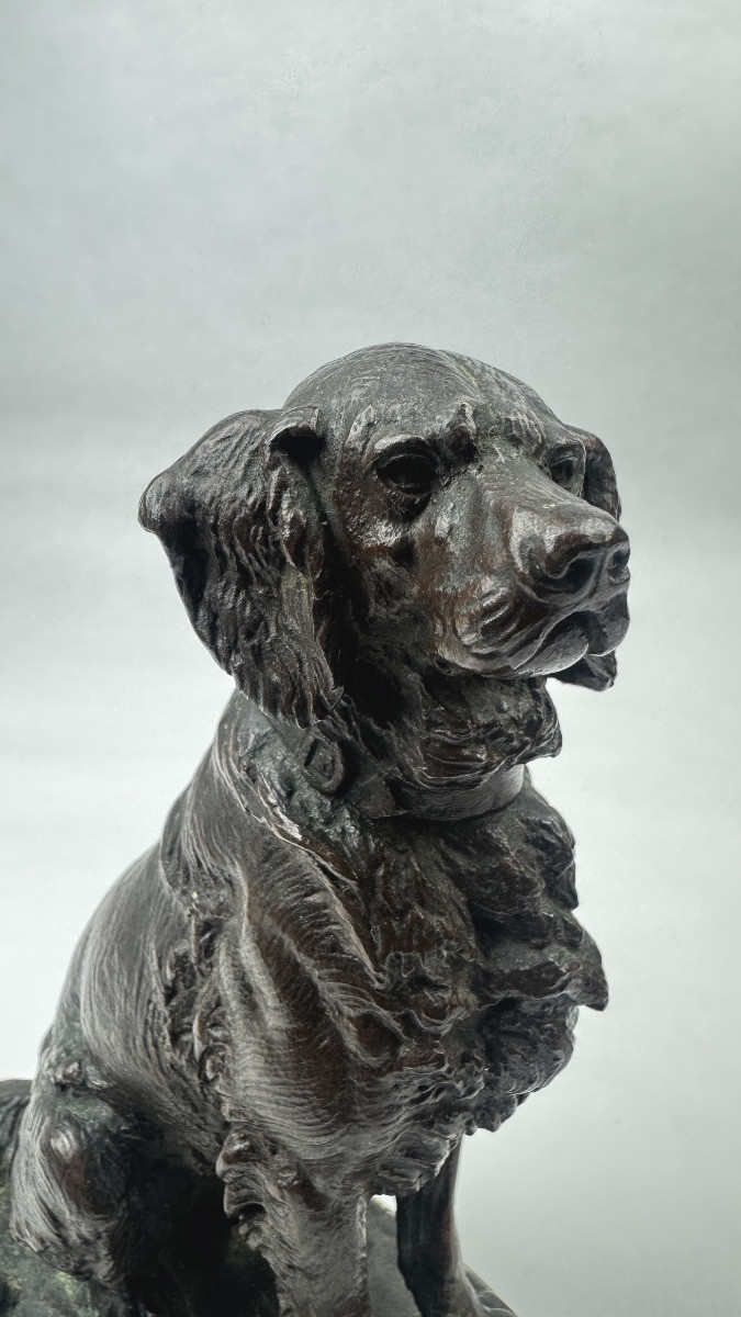 Bronze animalier signé Edouard Delabrière chien de chasse -photo-4