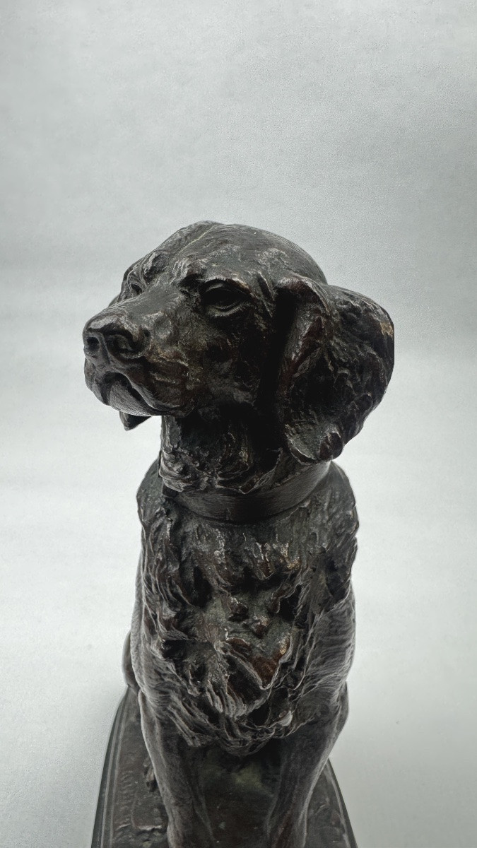 Bronze animalier signé Edouard Delabrière chien de chasse -photo-5