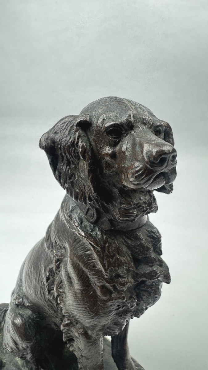 Bronze animalier signé Edouard Delabrière chien de chasse 