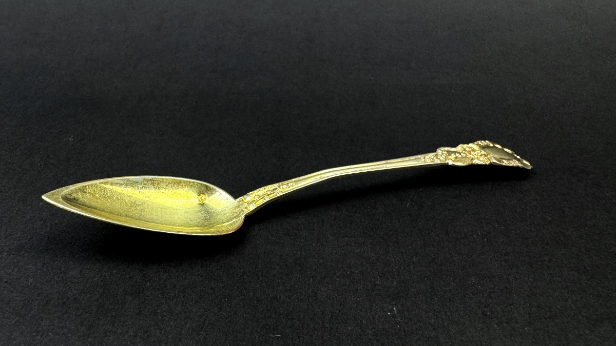 Set Of 12 Silver-gilt Tea Spoons, 19th Century -photo-1