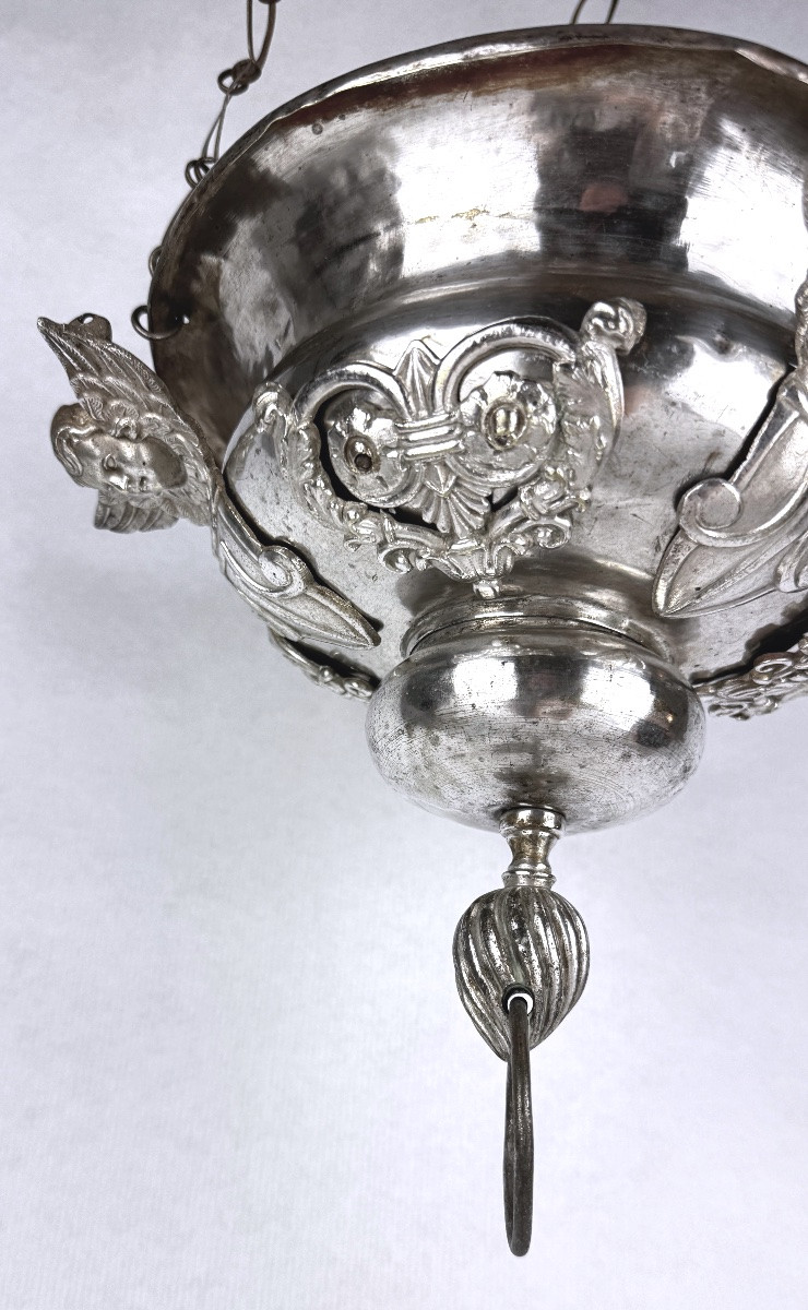 19th Century Silver-plated Metal Sanctuary Lantern 2366,009-photo-2
