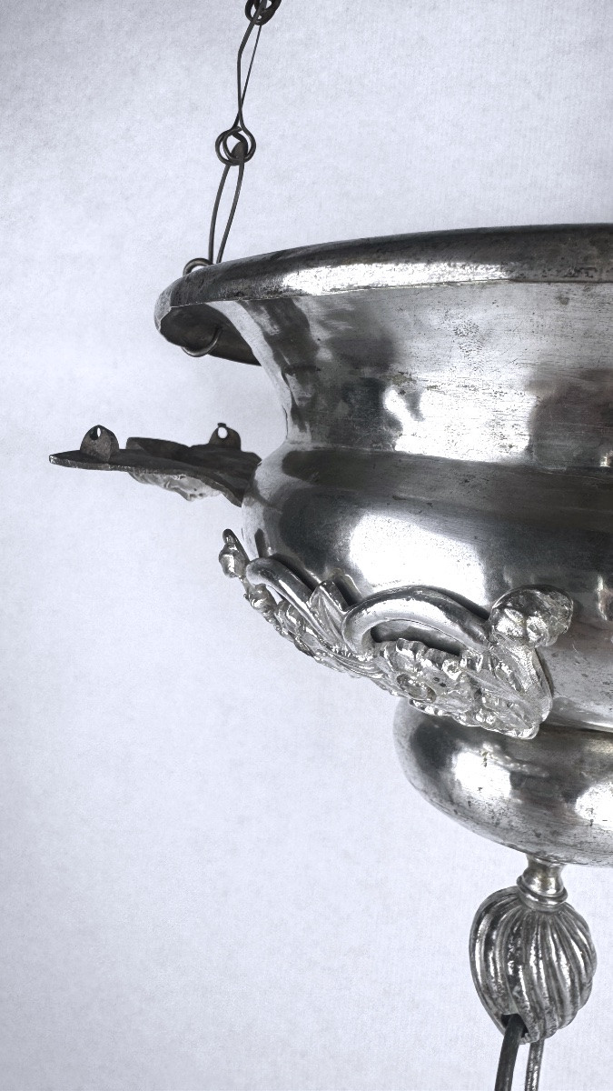 19th Century Silver-plated Metal Sanctuary Lantern 2366,009-photo-2