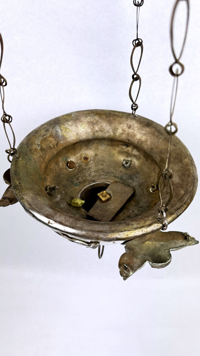 19th Century Silver-plated Metal Sanctuary Lantern 2366,009-photo-3