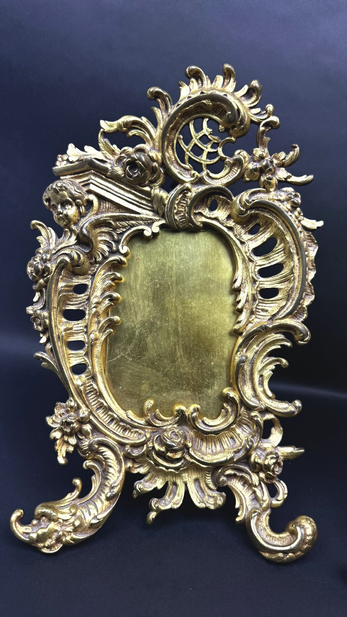 Pair Of Louis XV Style Gilt Bronze Photo Frames-photo-3