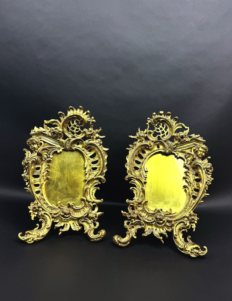 Pair Of Louis XV Style Gilt Bronze Photo Frames