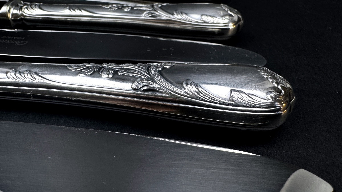 Set Of 6 Christofle Marly Cheese Knives-photo-4