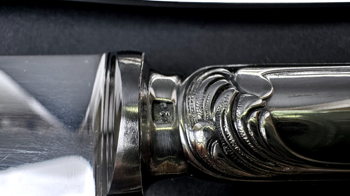 Set Of 6 Christofle Marly Cheese Knives-photo-2