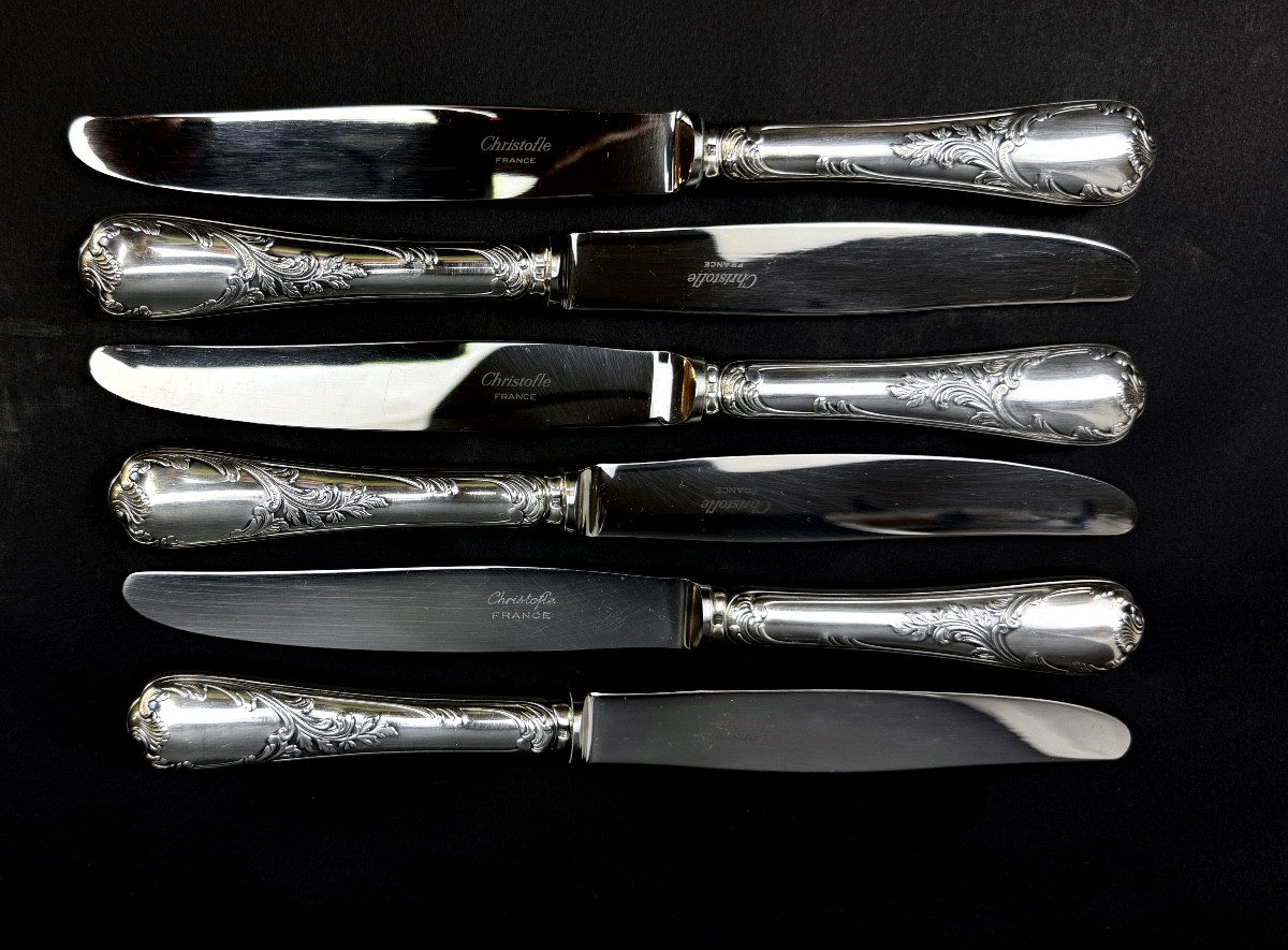 Set Of 6 Christofle Marly Cheese Knives