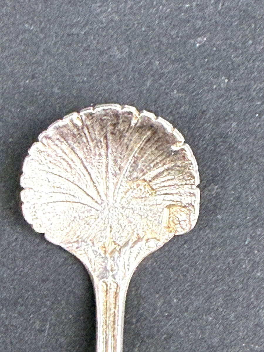 Pair Of Art Nouveau Silver Salt Scoops-photo-3