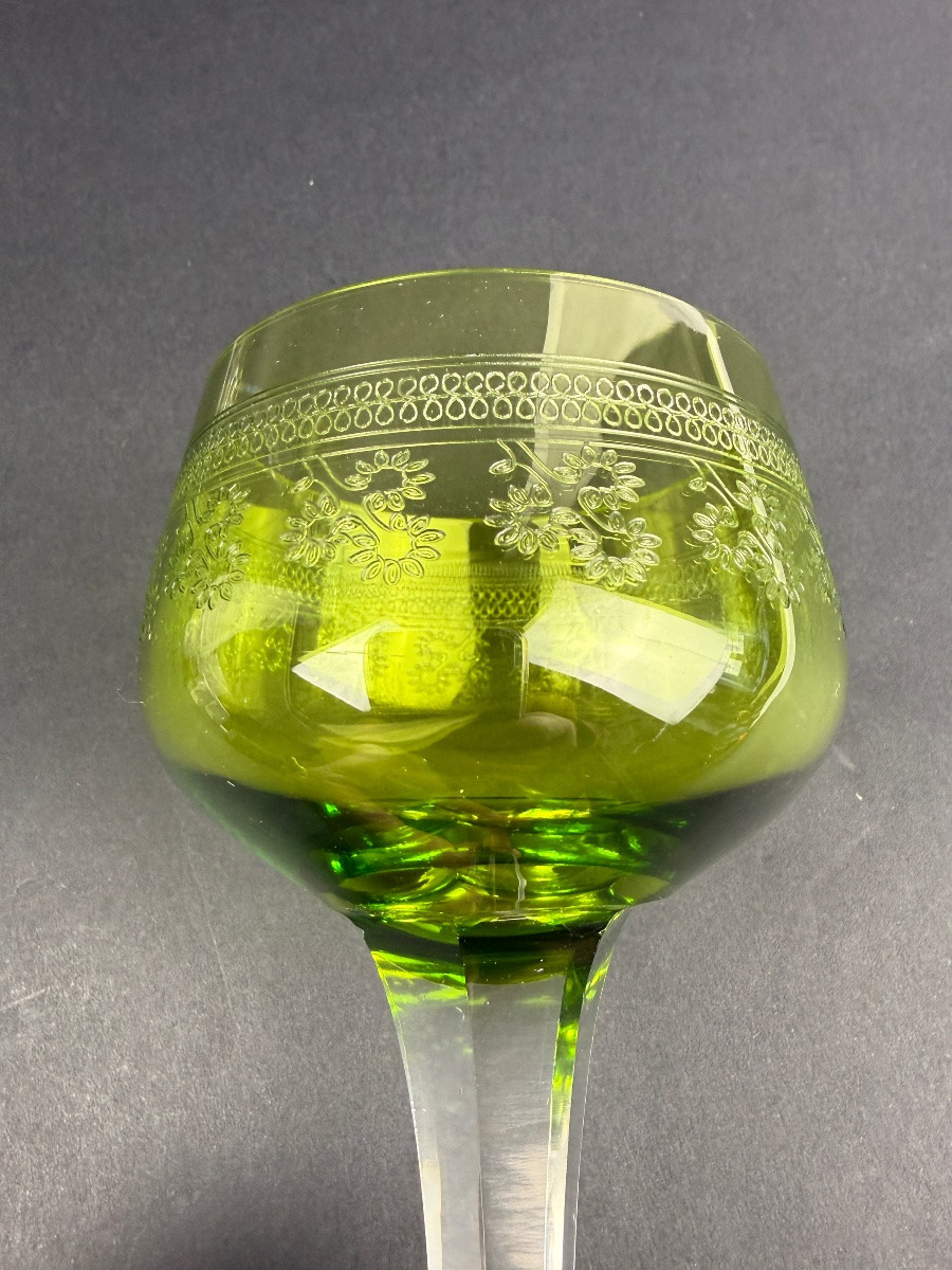 Set Of 2 Rhine Wine Glasses, Baccarat Pompadour Pattern-photo-2