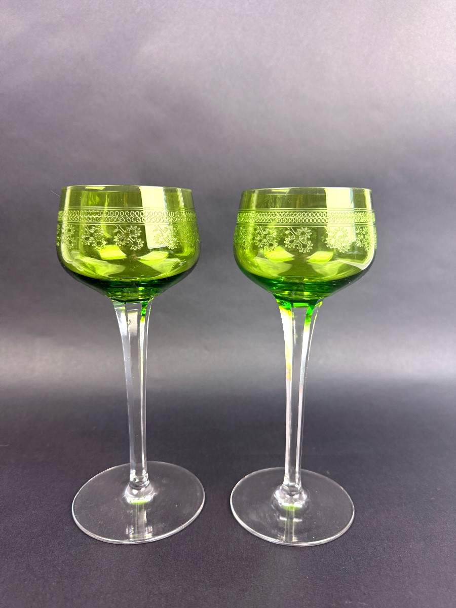 Set Of 2 Rhine Wine Glasses, Baccarat Pompadour Pattern