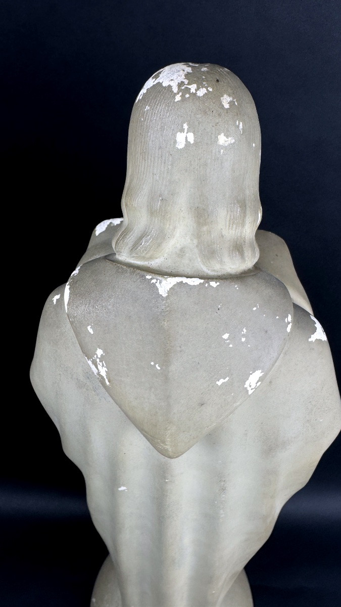 Enest Gabard, Christ en plâtre, sculpture religieuse Art Déco-photo-5
