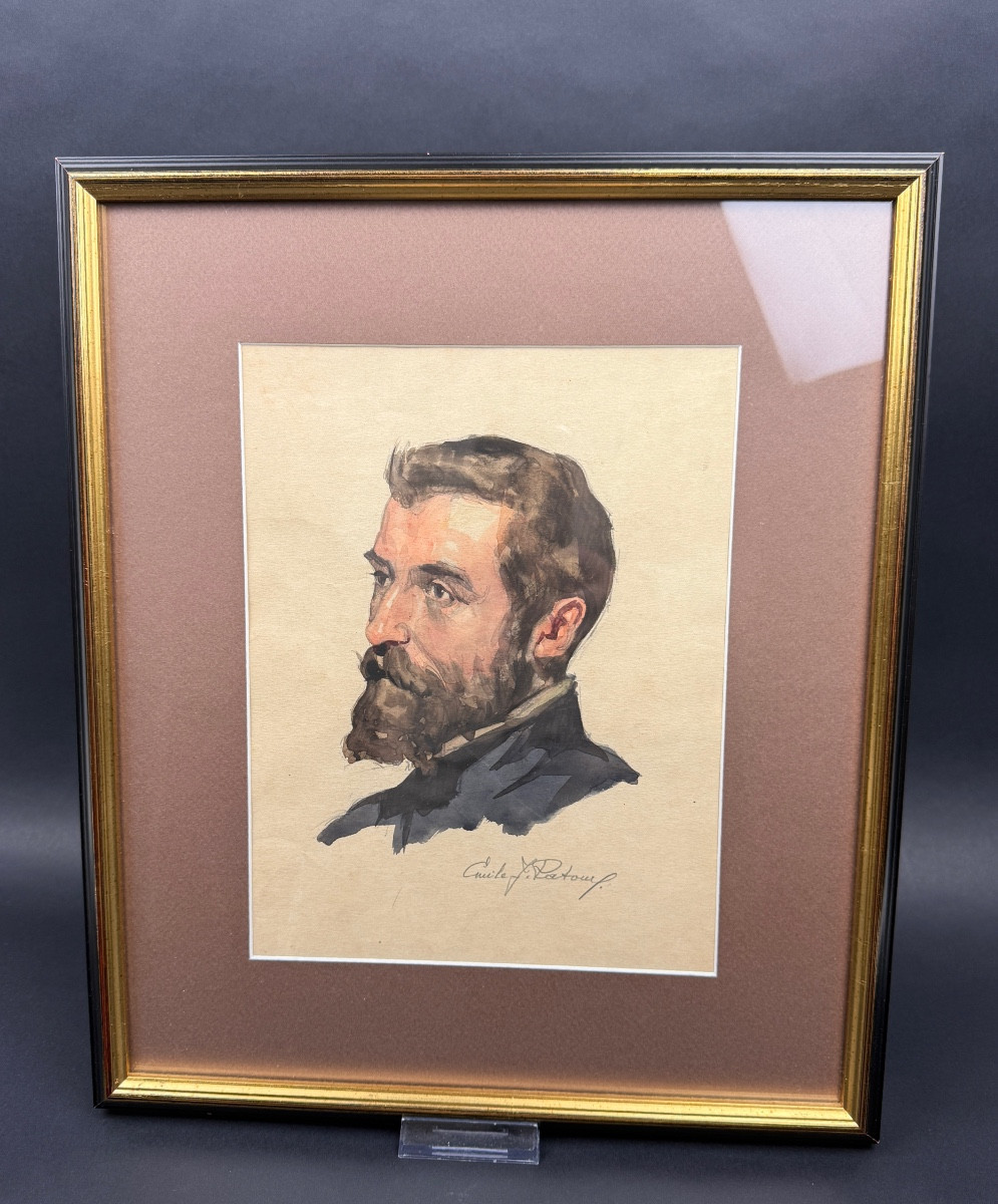 Emile Joseph Patoux, Watercolor Portrait Of A Man