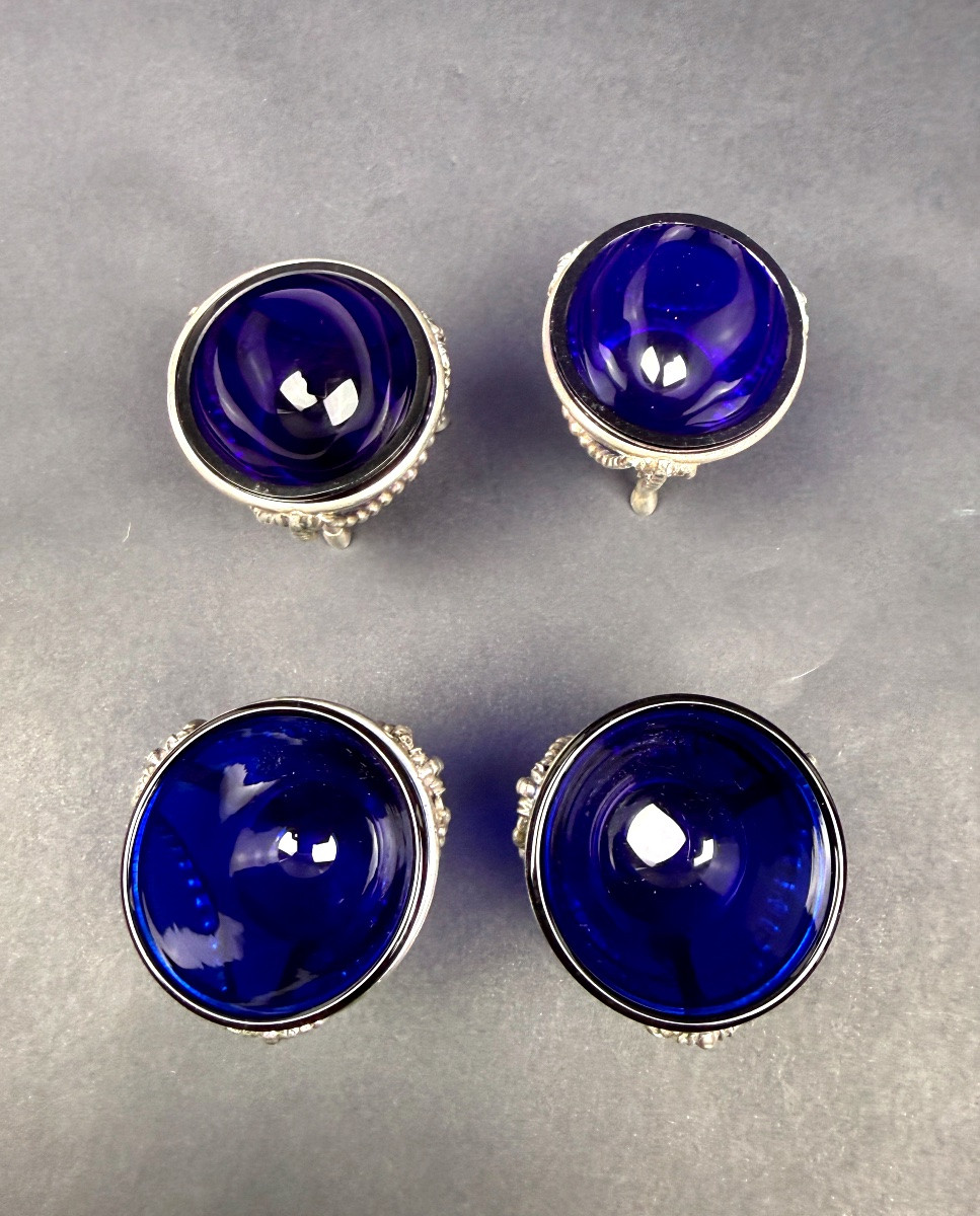 Suite Of 2 Pairs Of Solid Silver Salerons, 1 Pair Fermiers Généraux, 1 Pair Minerve-photo-4