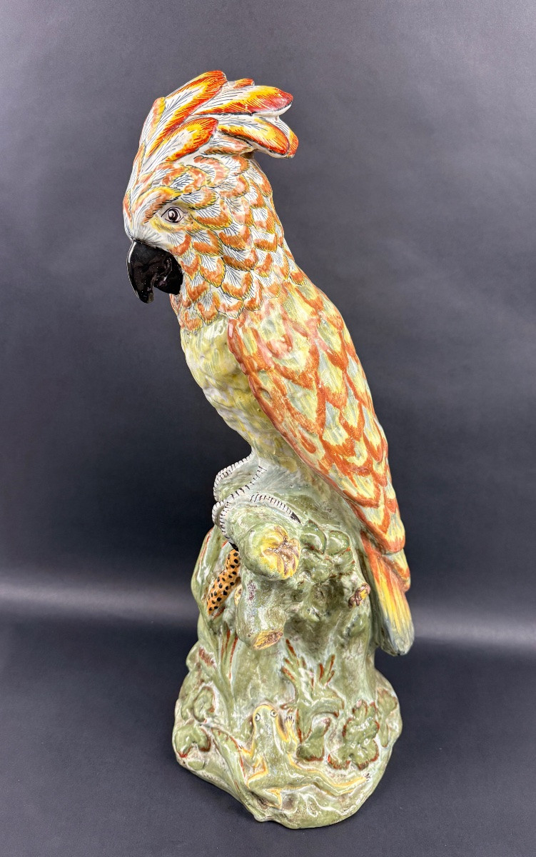 Delft, Large Polychrome Earthenware Parrot, Mark Apk-photo-2
