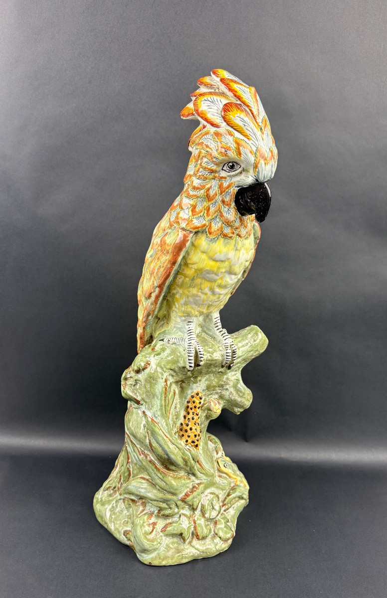 Delft, Large Polychrome Earthenware Parrot, Mark Apk-photo-3