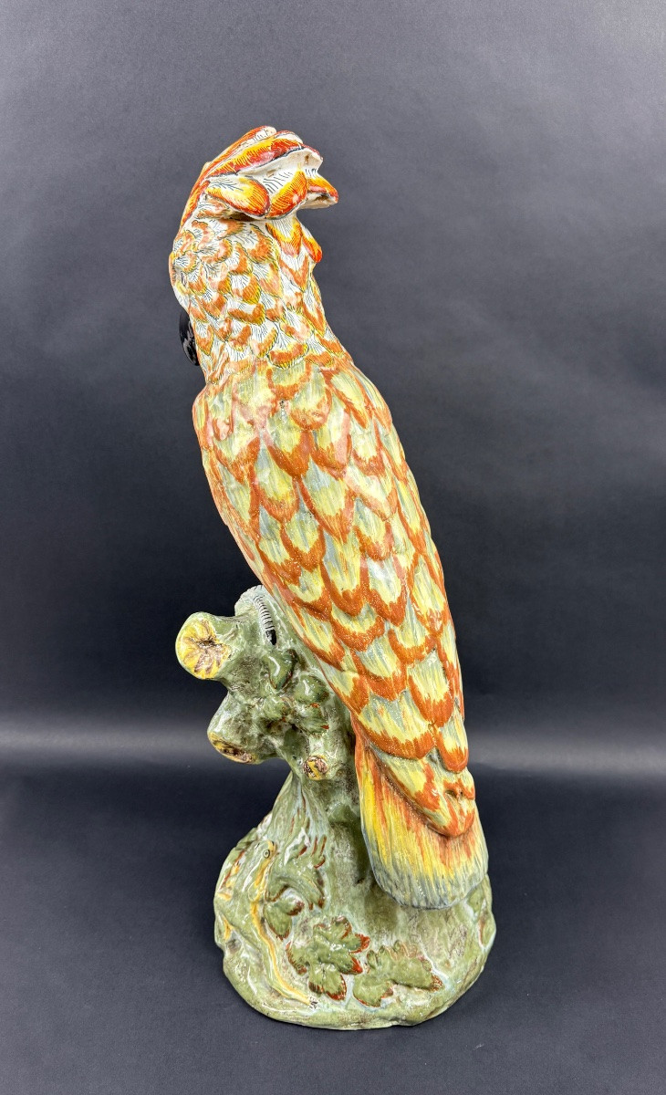 Delft, Large Polychrome Earthenware Parrot, Mark Apk-photo-4