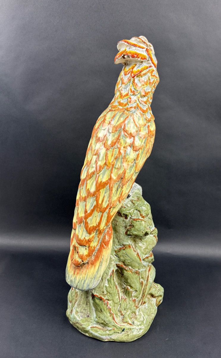 Delft, Large Polychrome Earthenware Parrot, Mark Apk-photo-2