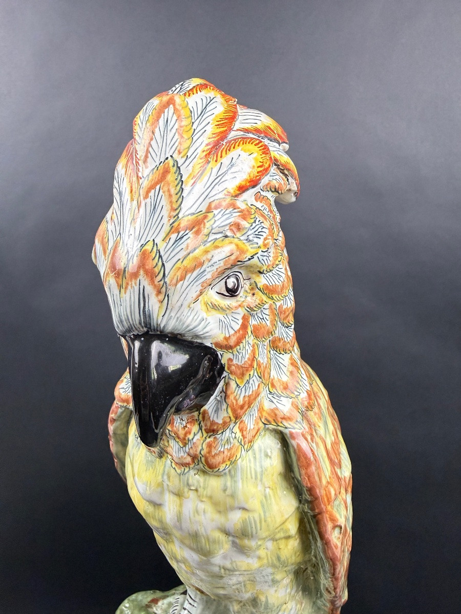 Delft, Large Polychrome Earthenware Parrot, Mark Apk-photo-4