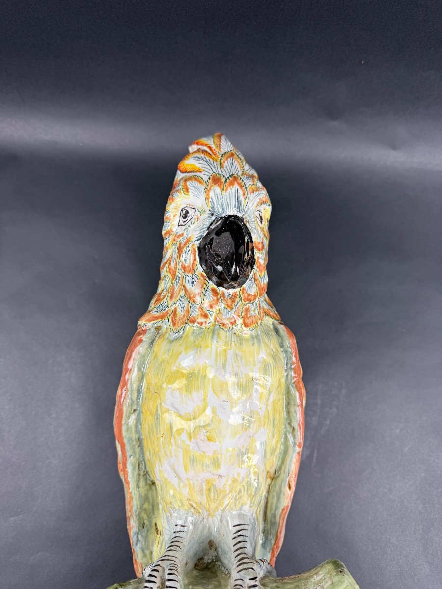 Delft, Large Polychrome Earthenware Parrot, Mark Apk-photo-8