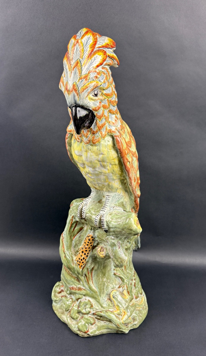 Delft, Large Polychrome Earthenware Parrot, Mark Apk