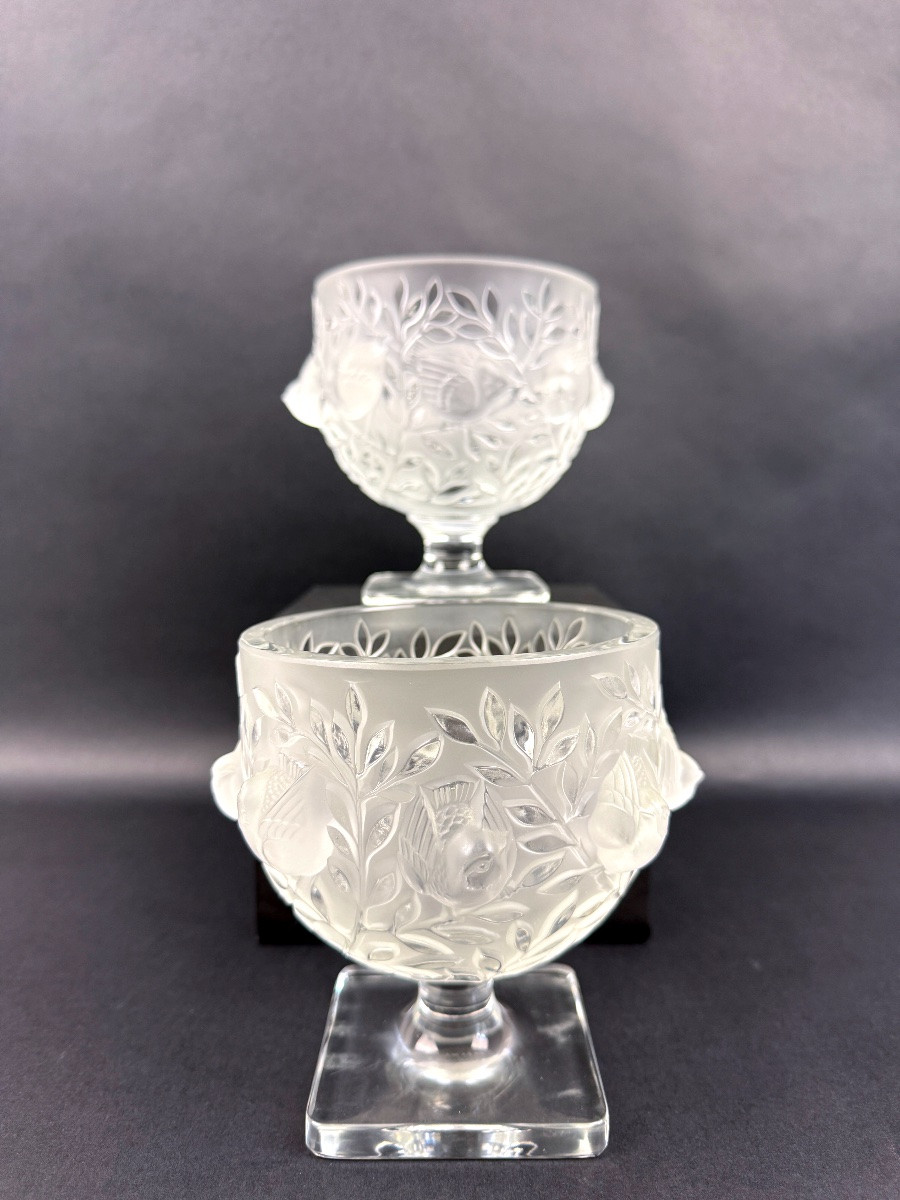 Lalique, paire de vases en cristal satiné modèle Elisabeth-photo-3