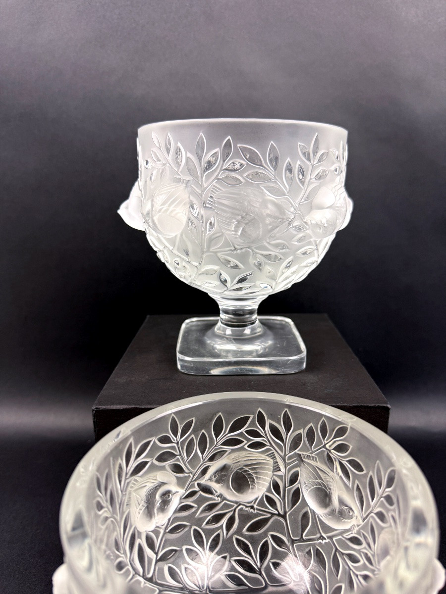 Lalique, paire de vases en cristal satiné modèle Elisabeth-photo-4