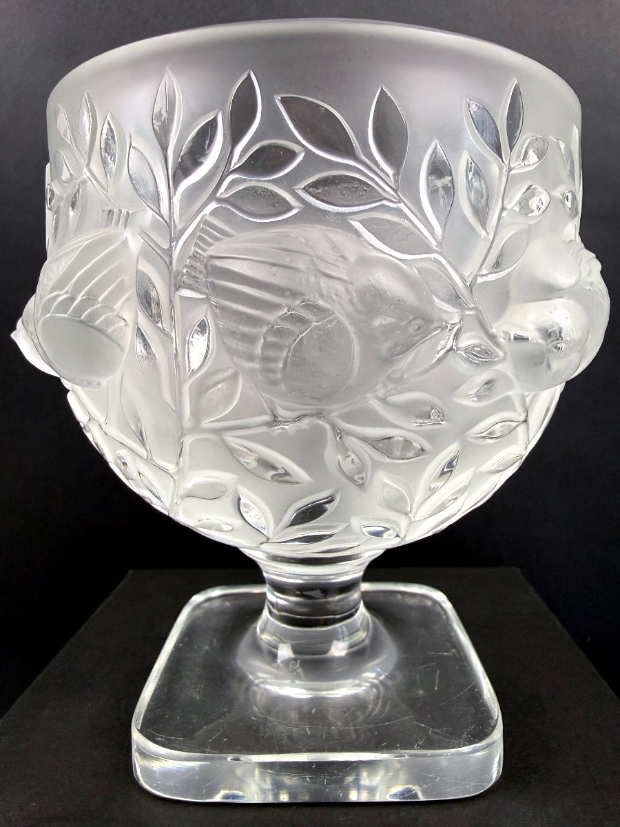 Lalique, paire de vases en cristal satiné modèle Elisabeth-photo-1