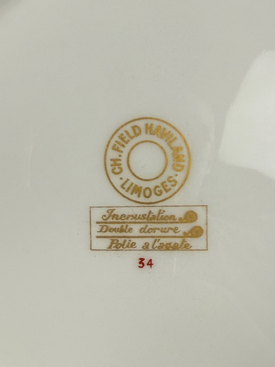 Haviland Limoges Suite de 6 assiettes à dessert modèle Les Abeilles Lot n°2-photo-4